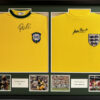 Pele & Gordon Banks Personally Signed Brazil & England Shirts in Dual Frame