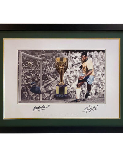 Pele & Gordon Banks Signed Picture Framed 