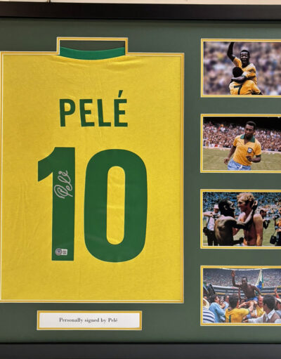 Brazil Shirt personally signed by Pele Deluxe Frame