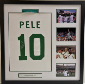 Pele Personally Signed New York Cosmos Shirt in Deluxe Frame
