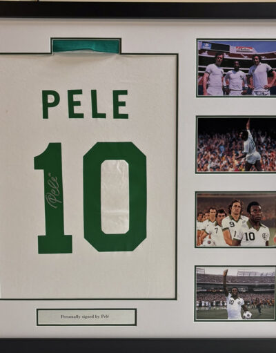 Pele Personally Signed New York Cosmos Shirt in Deluxe Frame