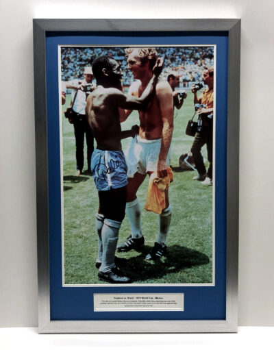 Pele Personally Signed Picture with Bobby Moore Framed