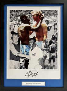 Pele Personally Signed Picture with Bobby Moore Framed