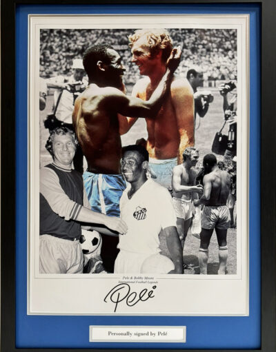 Pele Personally Signed Picture with Bobby Moore Framed