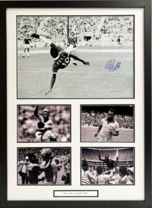 Pele Personally Signed Overhead Kick Picture in Framed Presentation