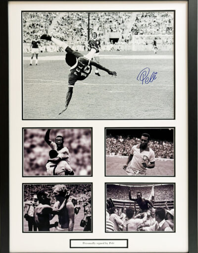 Pele Personally Signed Overhead Kick Picture in Framed Presentation