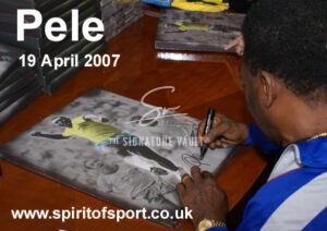 Pele Personally Signed Picture with Bobby Moore Framed