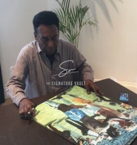 Pele Personally Signed New York Cosmos Shirt in Deluxe Frame