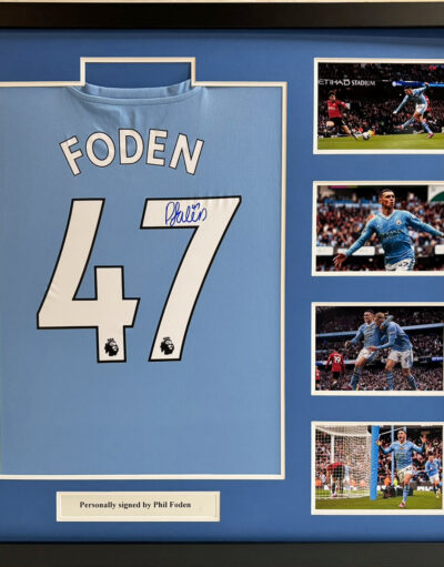 Phil Foden Signed Manchester City Shirt in Deluxe Frame