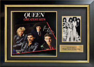 Roger Taylor & Brian May Personally Signed Queen Greatest Hits Album in Framed Presentation 