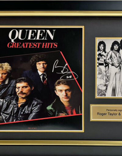 Roger Taylor & Brian May Personally Signed Queen Greatest Hits Album in Framed Presentation 