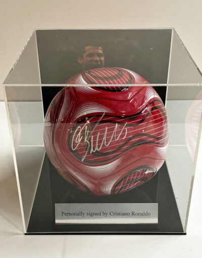 Cristiano Ronaldo Signed Manchester United Football in Case with Plaque