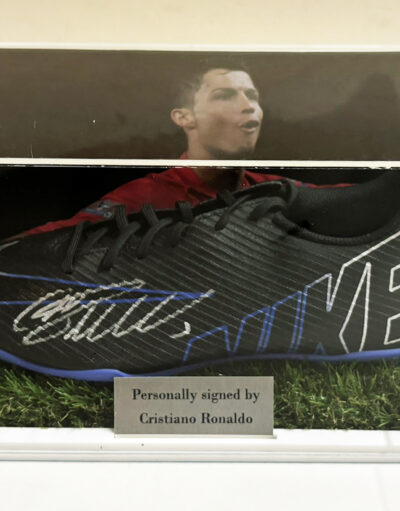 Cristiano Ronaldo Signed Nike Football Boot Manchester United in Case with Plaque