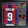 Ronaldinio Signed Barcelona Shirt in Deluxe Frame