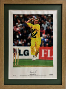 Shane Warne Personally Signed Picture in Framed Presentation