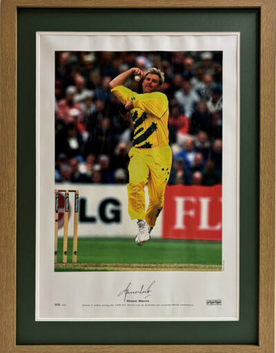 Shane Warne Personally Signed Picture in Framed Presentation