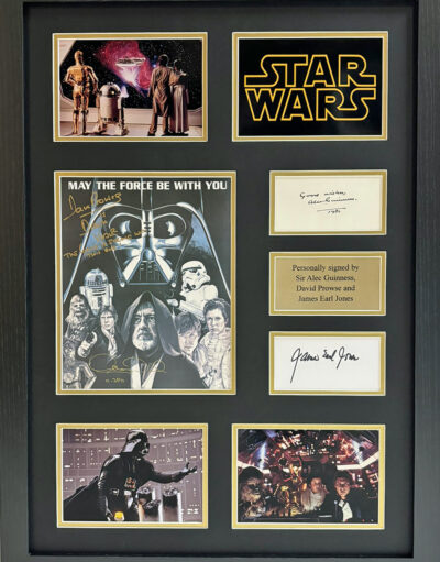 Star Wars Presentation Signed by Earl Jones, Alec Guinness & 3 More Framed