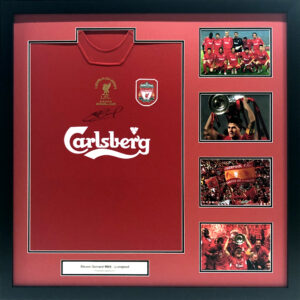 Steven Gerrard signed Liverpool Champions League Shirt in Deluxe Frame