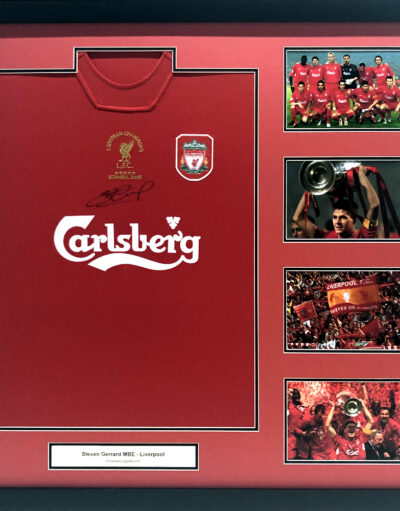 Steven Gerrard signed Liverpool Champions League Shirt in Deluxe Frame