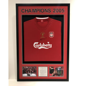 Steven Gerrard signed Liverpool Champions League Shirt in Classic Frame