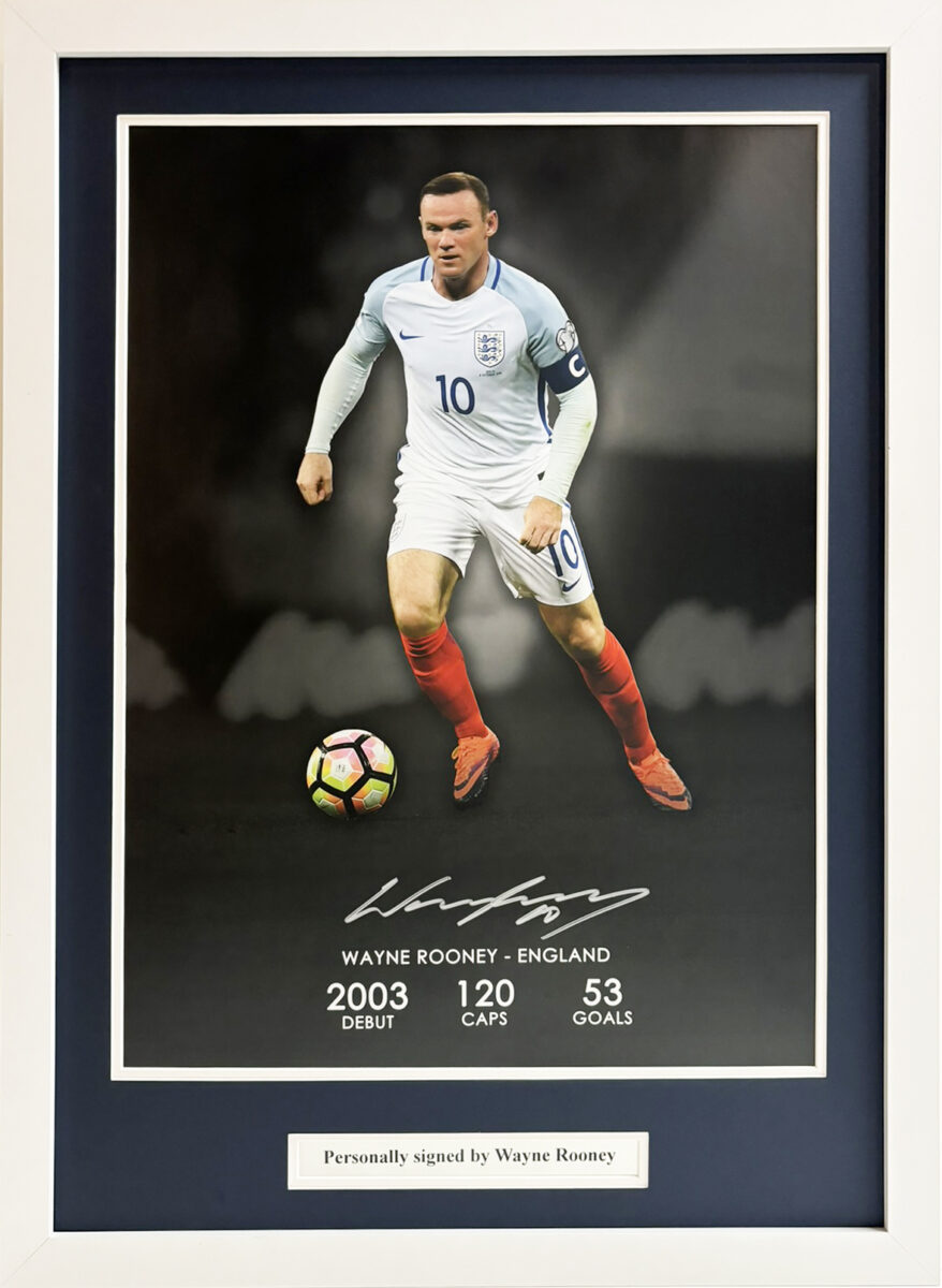 Wayne Rooney Signed England Career Stats Presentation Framed