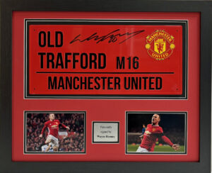 Wayne Rooney Signed Old Trafford Road Sign Framed