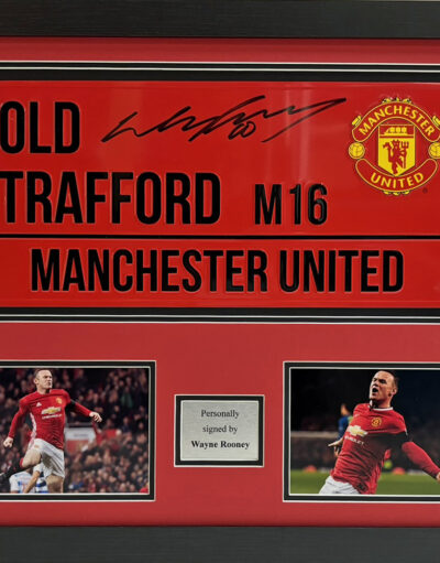 Wayne Rooney Signed Old Trafford Road Sign Framed