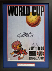 Geoff Hurst Signed World Cup Willie 1966 Poster Framed