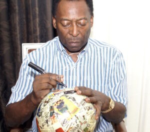 Pele Signed Picture with Bobby Moore Framed