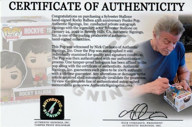 Sylvester Stallone signed Rocky Funko Pop - Image 2