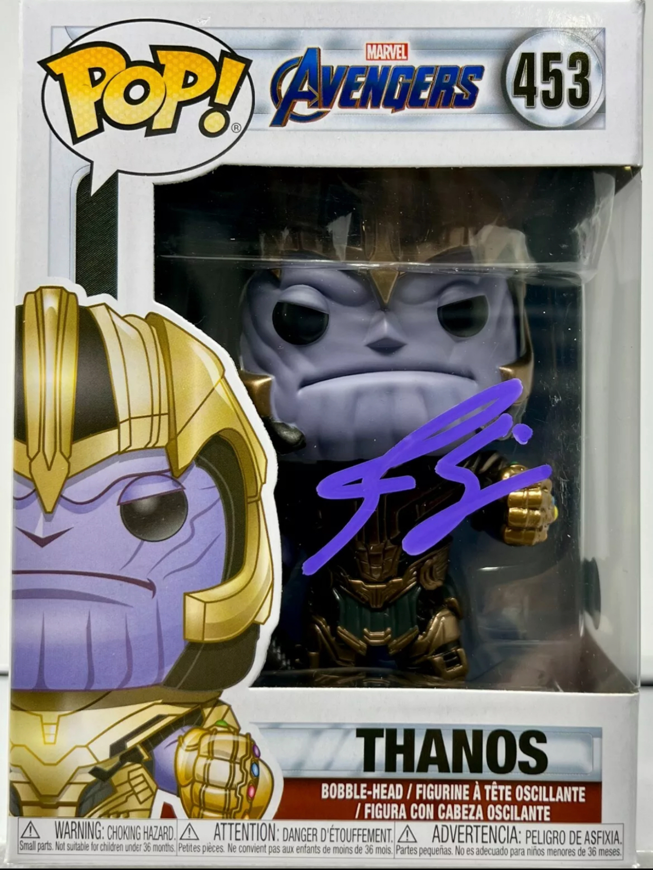 IMG_4308 Josh Brolin Signed Marvel Avengers Thanos No.453 Funko Pop - Image 1
