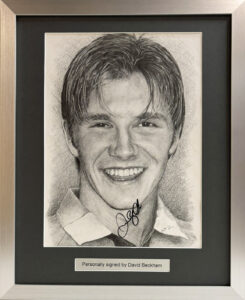 David Beckham Signed Portrait in Framed Presentation