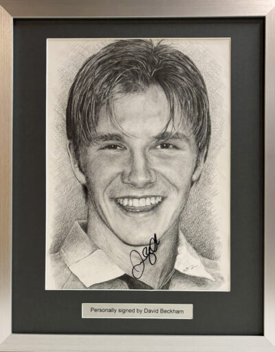 David Beckham Signed Portrait in Framed Presentation