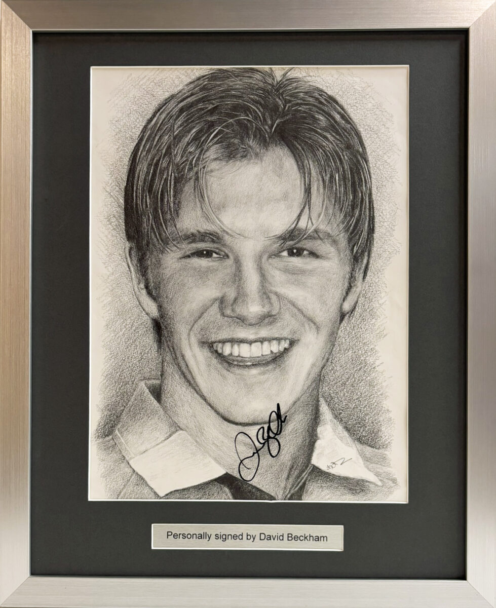 David Beckham Signed Portrait in Framed Presentation