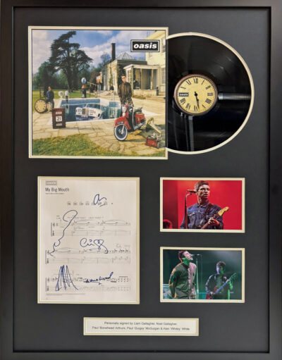 Oasis Fully Band Signed My Big Mouth Music Sheet in Framed Presentation